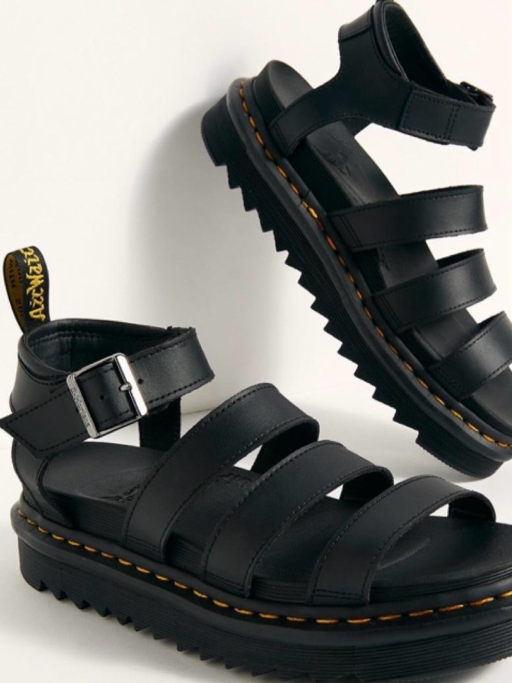 Dr Martens Blair Hydro Leather Strap Sandals Black Sz 8